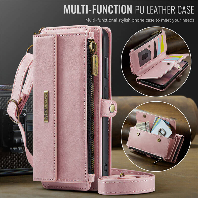 CaseMe Samsung Galaxy A52 Wallet Case – RFID Blocking, 9 Card Slots, Crossbody Strap