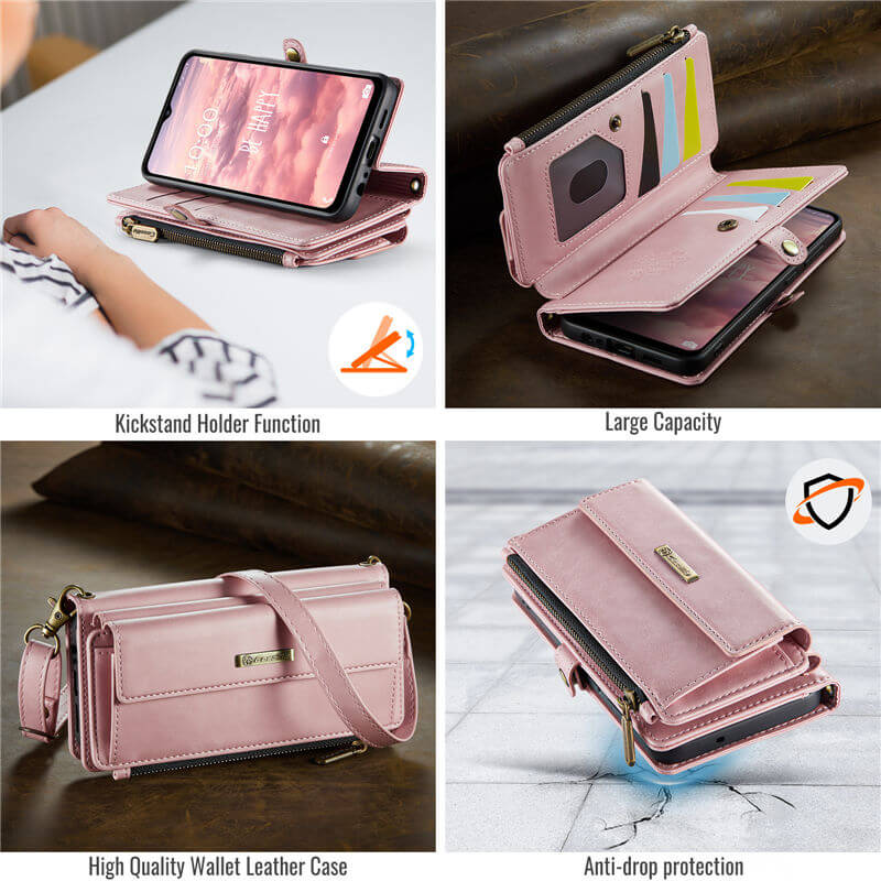 CaseMe Samsung Galaxy A52 Wallet Case – RFID Blocking, 9 Card Slots, Crossbody Strap