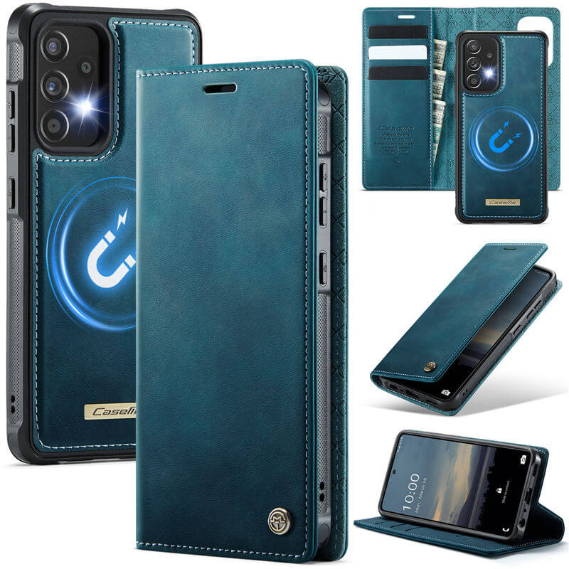 CaseMe Samsung Galaxy A52 2-in-1 Magnetic Wallet Case with RFID Blocking Blue