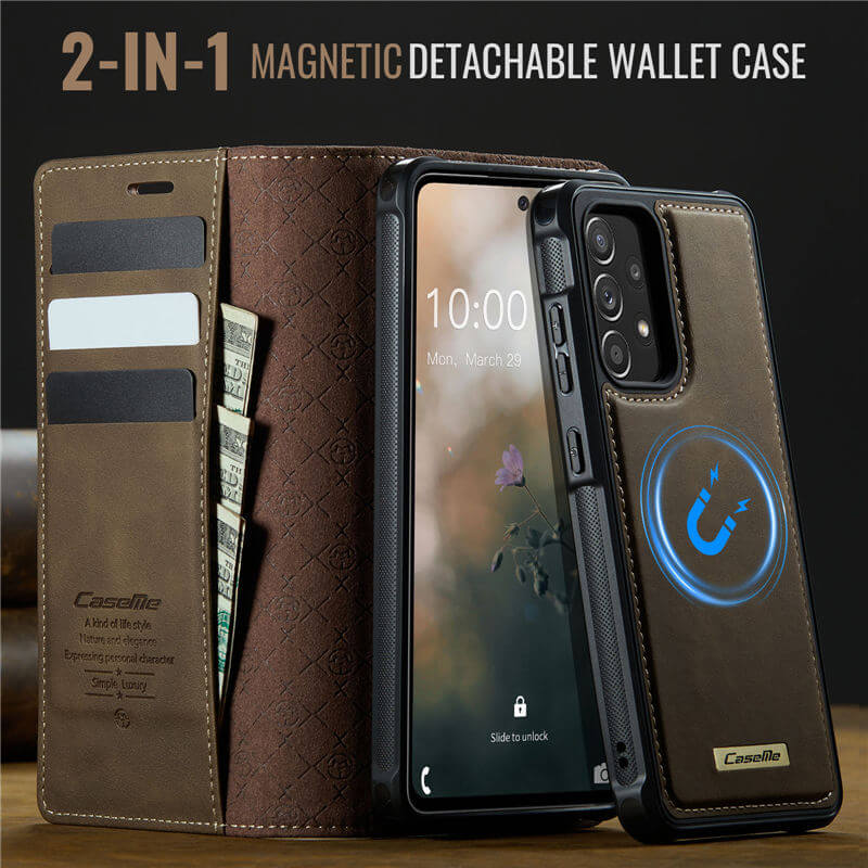 CaseMe Samsung Galaxy A52 2-in-1 Magnetic Wallet Case with RFID Blocking
