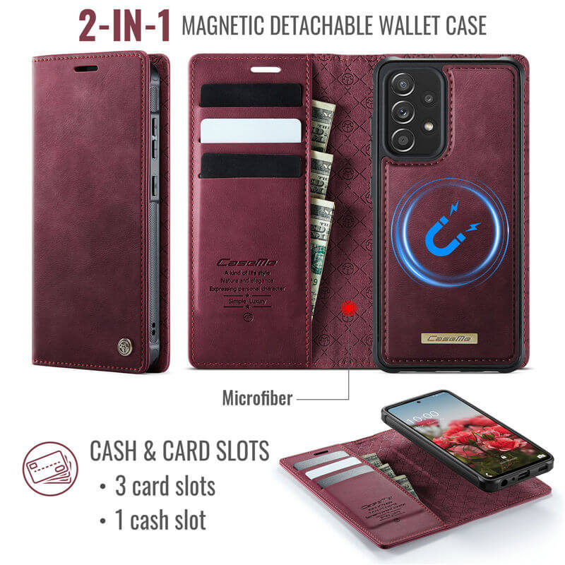 CaseMe Samsung Galaxy A52 2-in-1 Magnetic Wallet Case with RFID Blocking