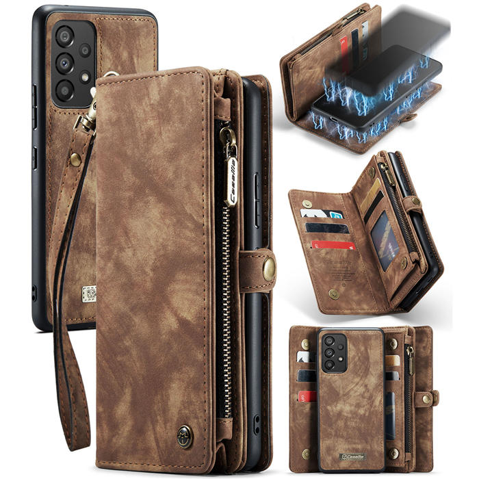 CaseMe Samsung Galaxy A53 5G Wallet Case with Wrist Strap Coffee - Click Image to Close