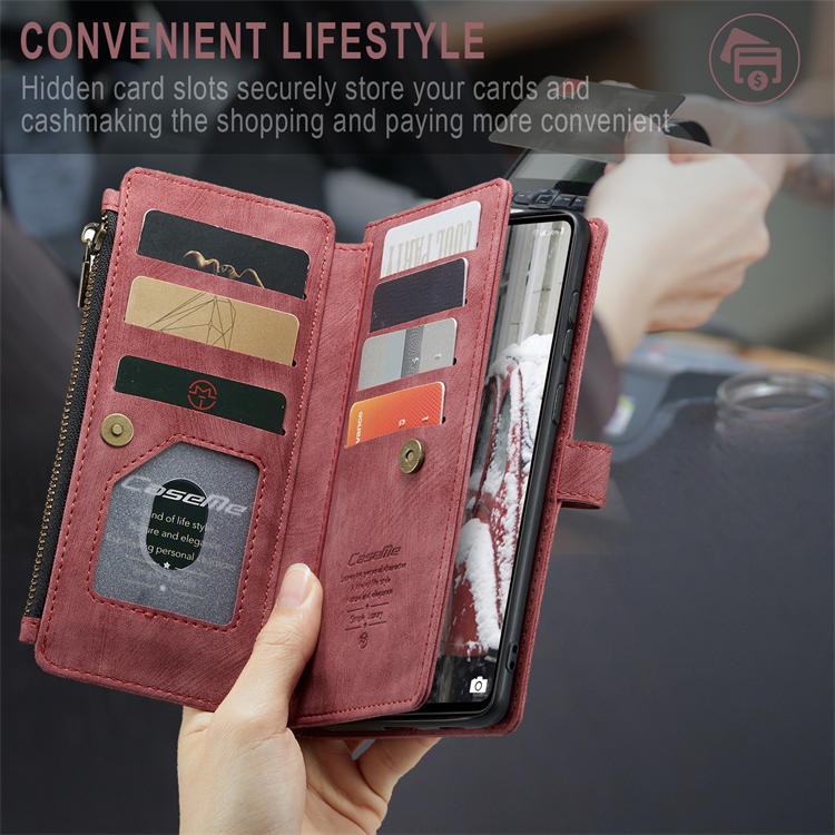 CaseMe Samsung Galaxy A72 Zipper Wallet Kickstand Case Red
