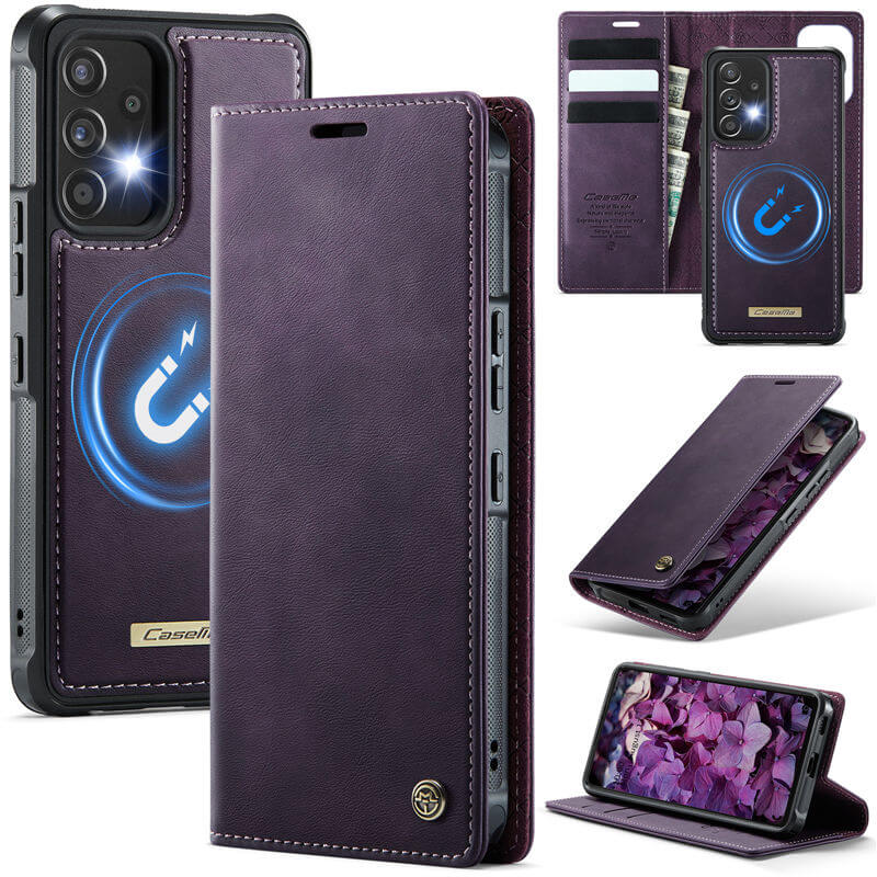 CaseMe Samsung Galaxy A53 5G 2-in-1 Magnetic Wallet Case with RFID Blocking Purple