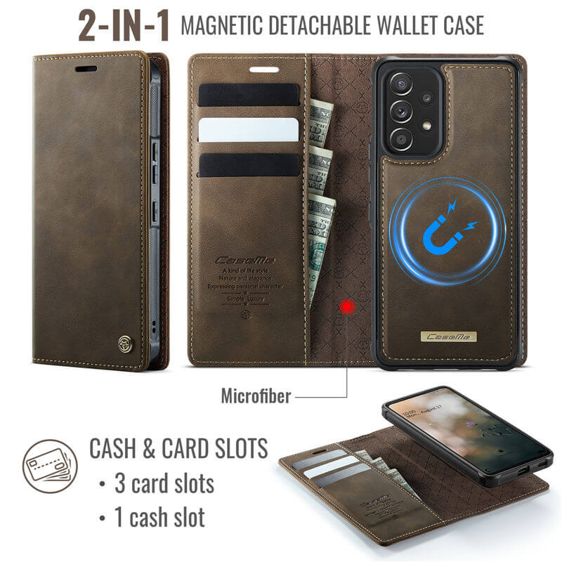 CaseMe Samsung Galaxy A53 5G 2-in-1 Magnetic Wallet Case with RFID Blocking