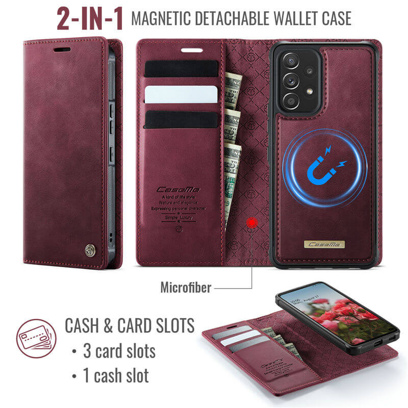 CaseMe Samsung Galaxy A53 5G 2-in-1 Magnetic Wallet Case with RFID Blocking