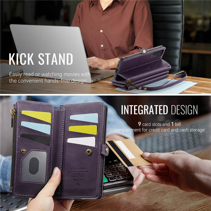 CaseMe Samsung Galaxy A53 5G Wallet Case – RFID Blocking, 9 Card Slots, Crossbody Strap