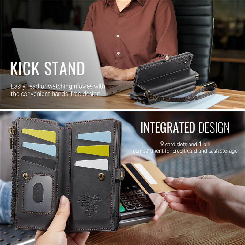 CaseMe Samsung Galaxy A54 5G Wallet Case – RFID Blocking, 9 Card Slots, Crossbody Strap