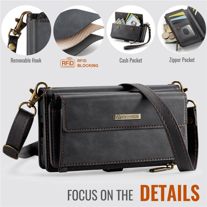 CaseMe Samsung Galaxy A54 5G Wallet Case – RFID Blocking, 9 Card Slots, Crossbody Strap