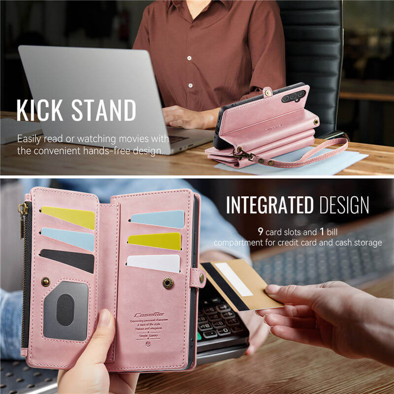 CaseMe Samsung Galaxy A54 5G Wallet Case – RFID Blocking, 9 Card Slots, Crossbody Strap