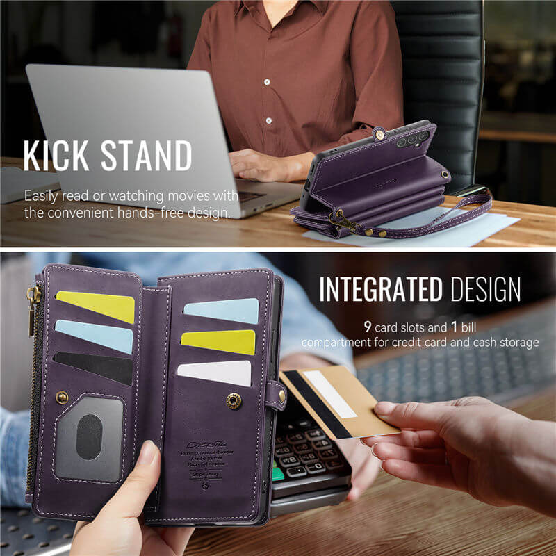 CaseMe Samsung Galaxy A54 5G Wallet Case – RFID Blocking, 9 Card Slots, Crossbody Strap