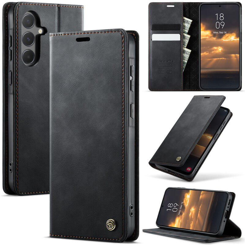 CaseMe Samsung Galaxy A55 Magnetic Wallet Case with RFID Blocking Black
