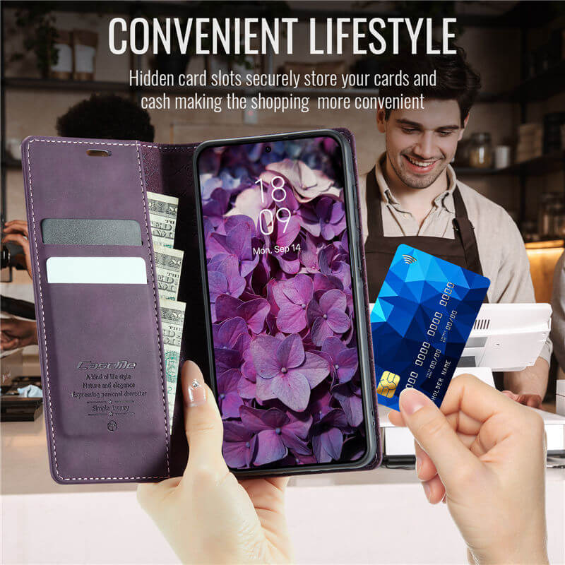 CaseMe Samsung Galaxy A55 Magnetic Wallet Case with RFID Blocking