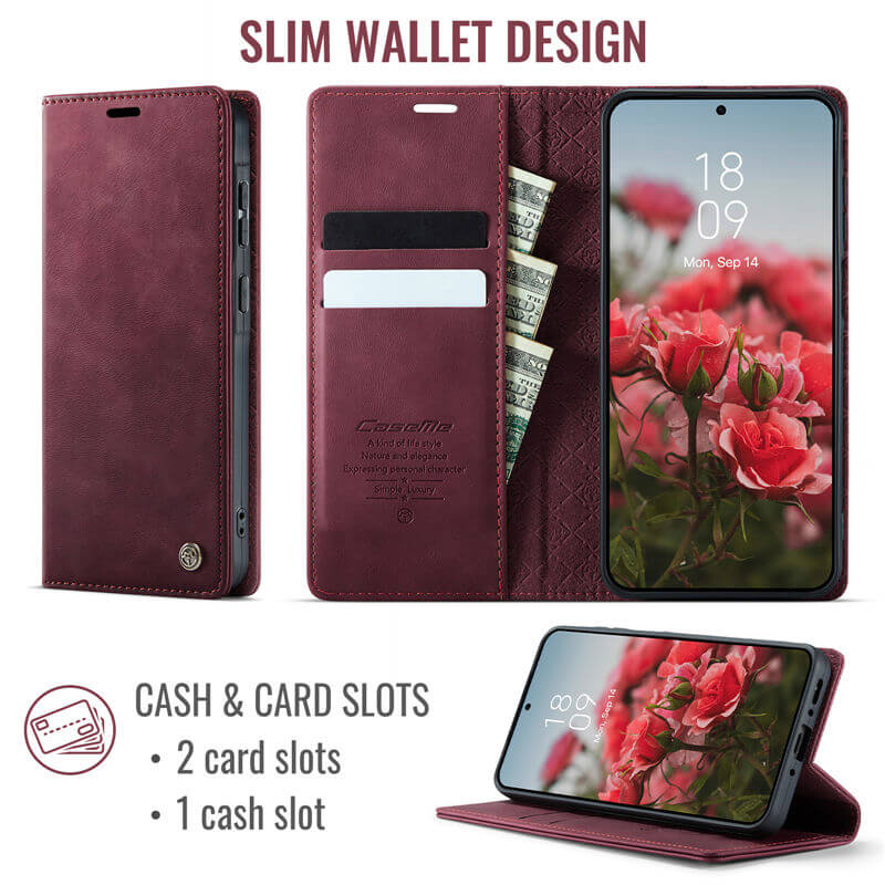 CaseMe Samsung Galaxy A55 Magnetic Wallet Case with RFID Blocking