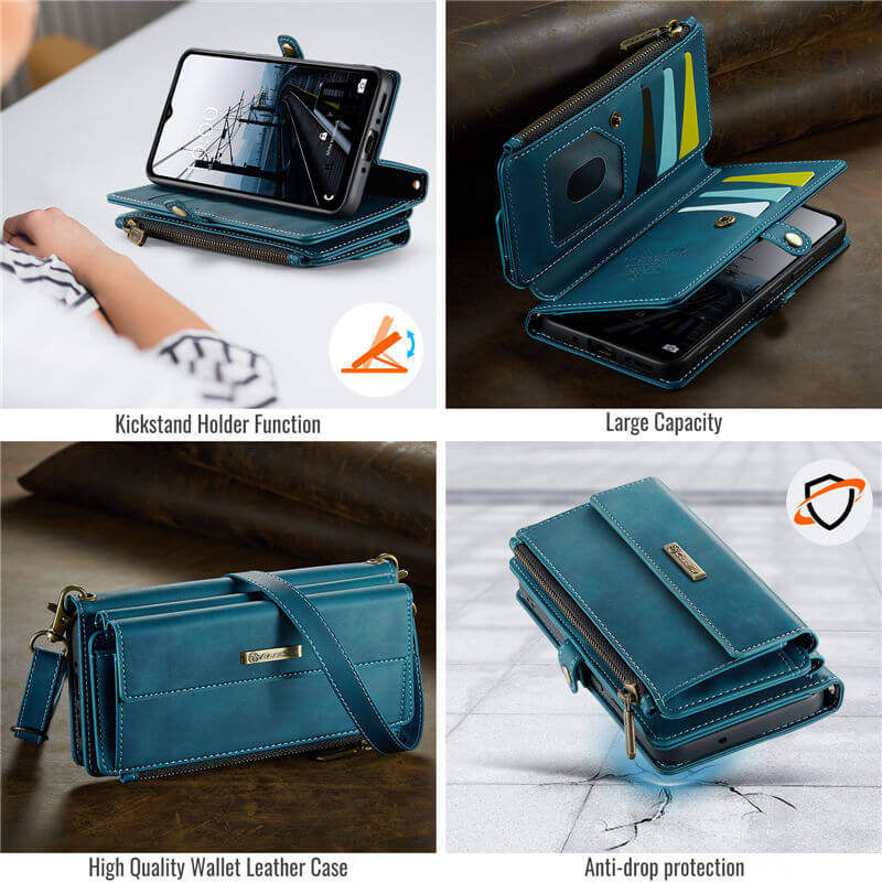 CaseMe Samsung Galaxy A55 Wallet Case – RFID Blocking, 9 Card Slots, Crossbody Strap