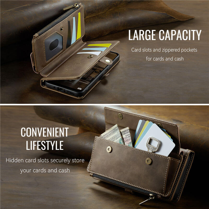 CaseMe Samsung Galaxy A55 Wallet Case – RFID Blocking, 9 Card Slots, Crossbody Strap