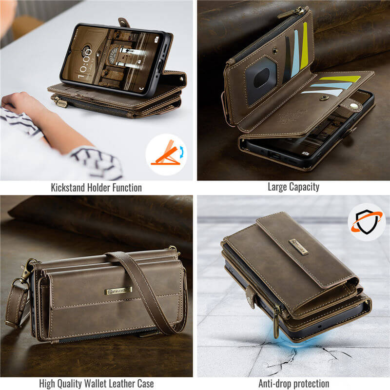 CaseMe Samsung Galaxy A55 Wallet Case – RFID Blocking, 9 Card Slots, Crossbody Strap