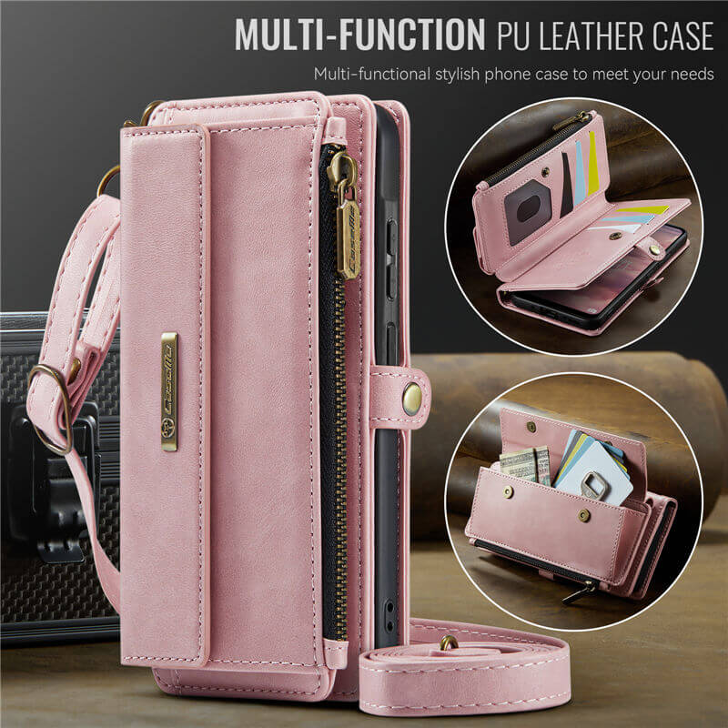 CaseMe Samsung Galaxy A55 Wallet Case – RFID Blocking, 9 Card Slots, Crossbody Strap