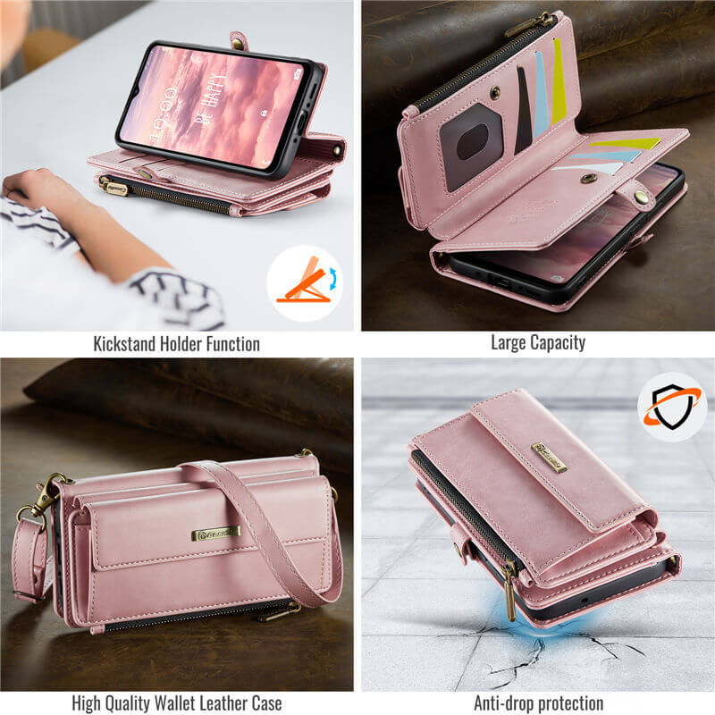 CaseMe Samsung Galaxy A55 Wallet Case – RFID Blocking, 9 Card Slots, Crossbody Strap
