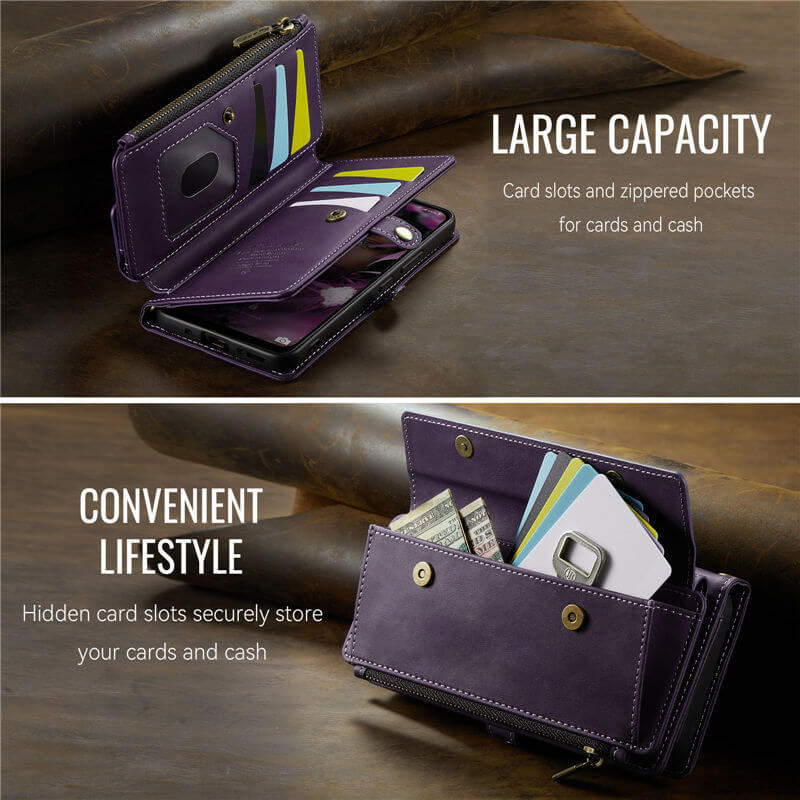 CaseMe Samsung Galaxy A55 Wallet Case – RFID Blocking, 9 Card Slots, Crossbody Strap
