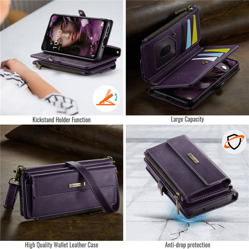 CaseMe Samsung Galaxy A55 Wallet Case – RFID Blocking, 9 Card Slots, Crossbody Strap