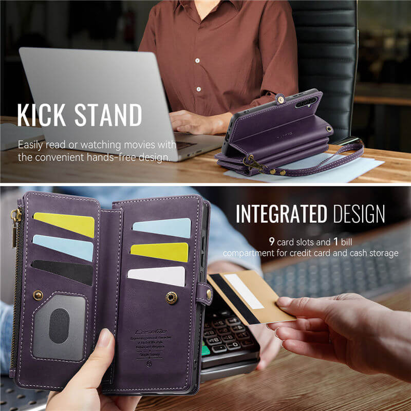 CaseMe Samsung Galaxy A56 5G Wallet Case – RFID Blocking, 9 Card Slots, Crossbody Strap