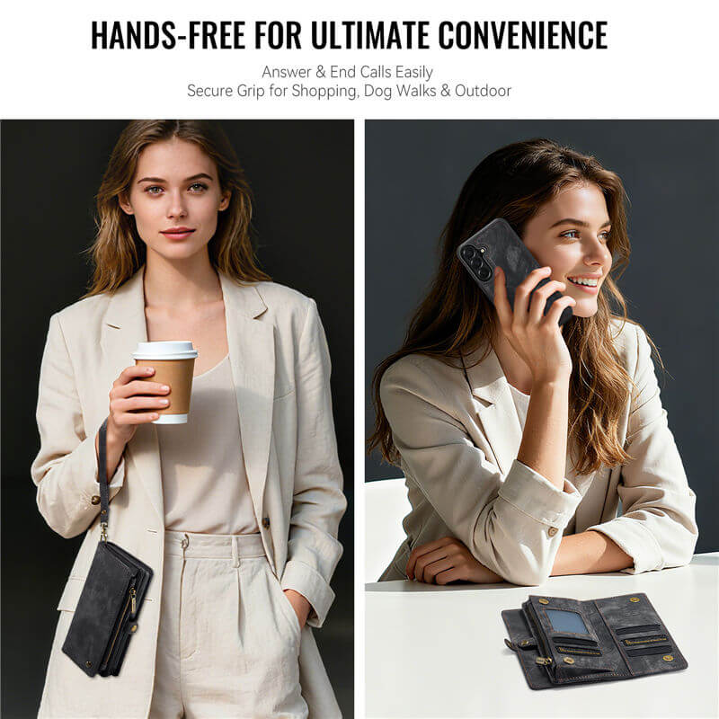 CaseMe Samsung Galaxy A57 2-in-1 Magnetic Wallet Case with Wrist Strap