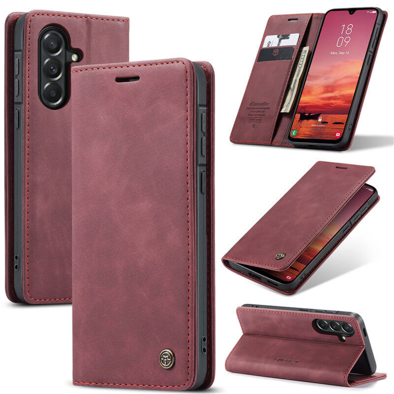 CaseMe Samsung Galaxy A57 Wallet Case with Magnetic Closure & Kickstand Red