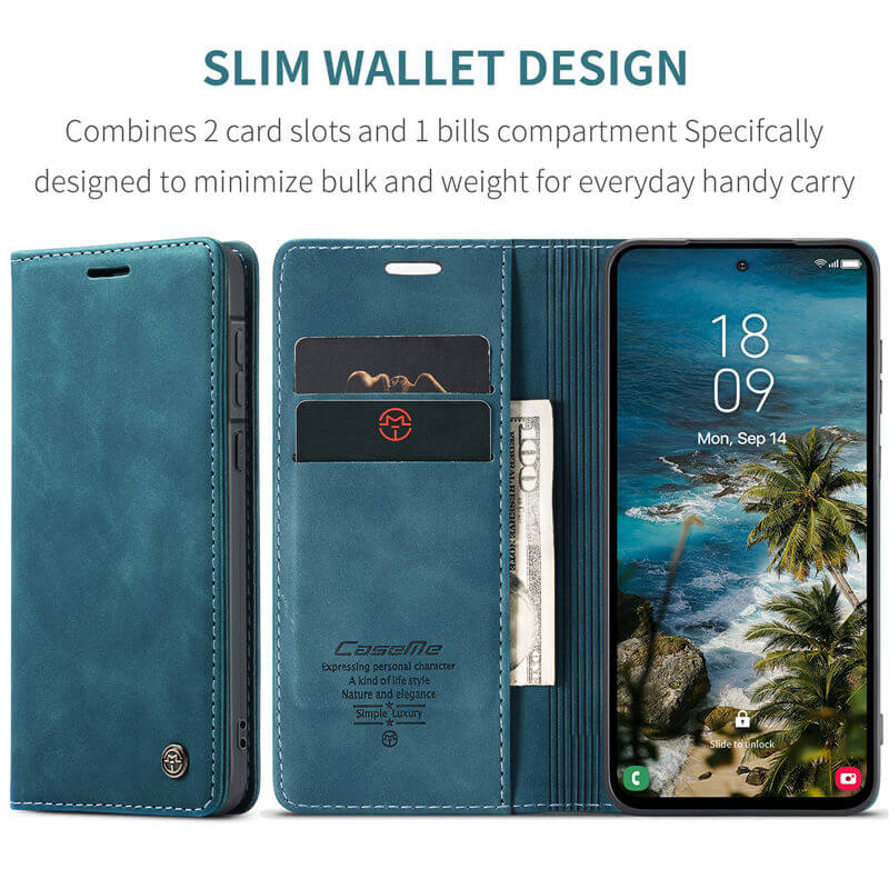 CaseMe Samsung Galaxy A57 Wallet Case with Magnetic Closure & Kickstand