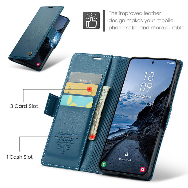 CaseMe Samsung Galaxy A57 Wallet RFID Blocking Magnetic Buckle Case