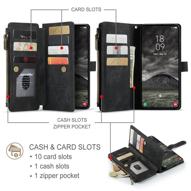 CaseMe Samsung Galaxy A57 Wallet Kickstand Case with Wrist Strap