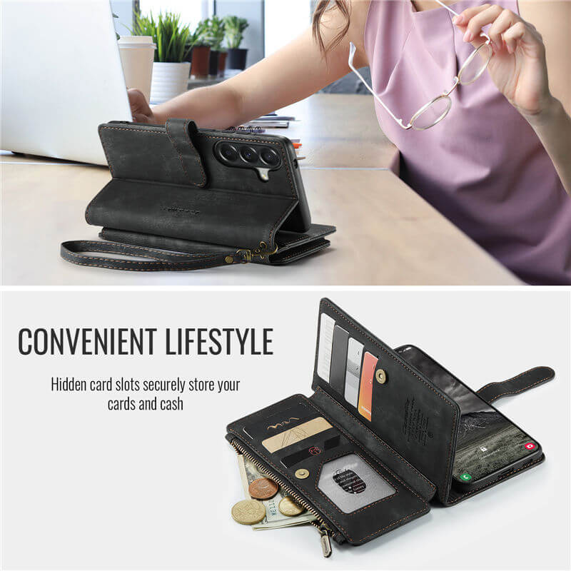 CaseMe Samsung Galaxy A57 Wallet Kickstand Case with Wrist Strap