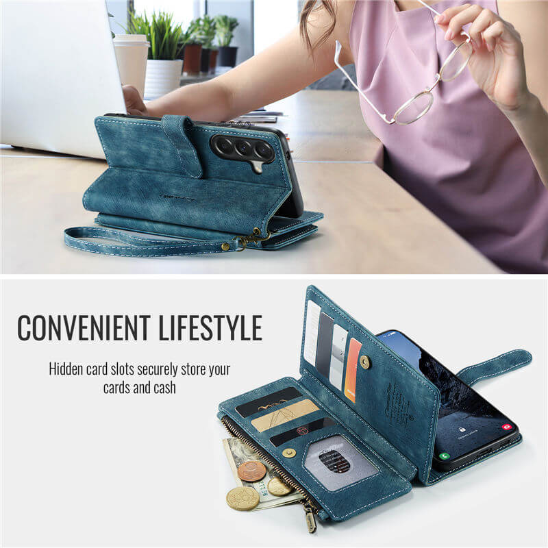 CaseMe Samsung Galaxy A57 Wallet Kickstand Case with Wrist Strap