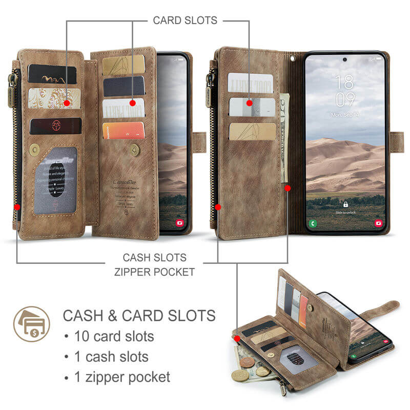 CaseMe Samsung Galaxy A57 Wallet Kickstand Case with Wrist Strap