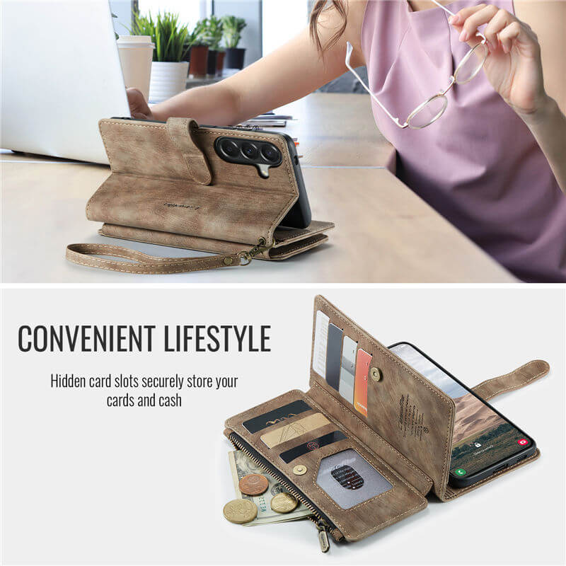 CaseMe Samsung Galaxy A57 Wallet Kickstand Case with Wrist Strap