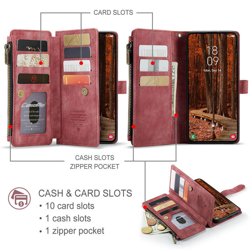 CaseMe Samsung Galaxy A57 Wallet Kickstand Case with Wrist Strap