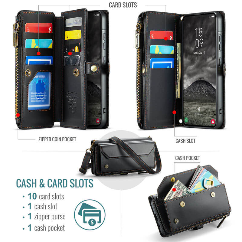 CaseMe Samsung Galaxy A57 Wallet Case with Crossbody Strap