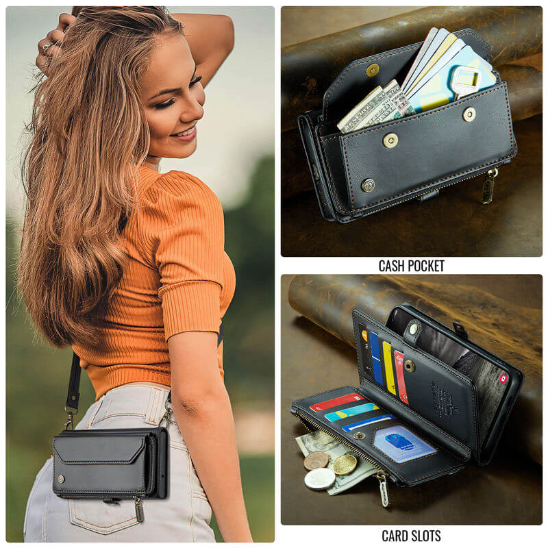 CaseMe Samsung Galaxy A57 Wallet Case with Crossbody Strap