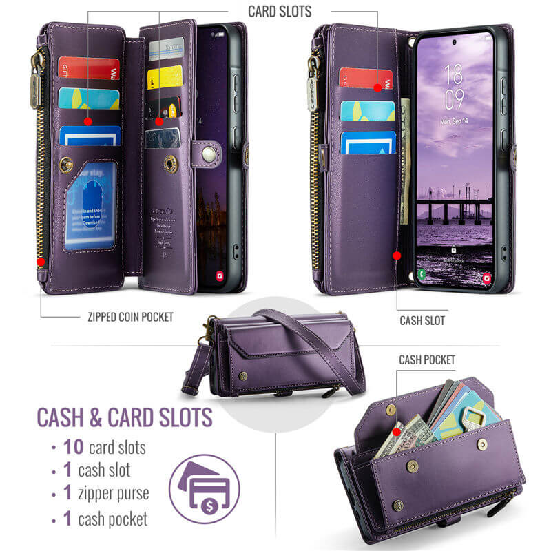 CaseMe Samsung Galaxy A57 Wallet Case with Crossbody Strap