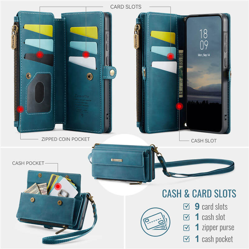 CaseMe Samsung Galaxy A57 Wallet Case with RFID Blocking & Crossbody Strap