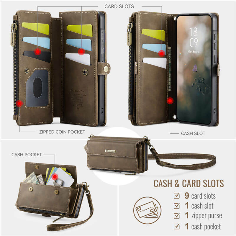 CaseMe Samsung Galaxy A57 Wallet Case with Crossbody Strap