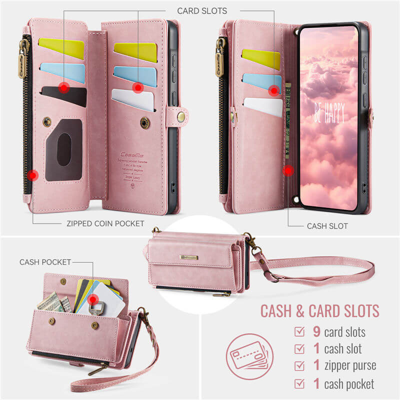 CaseMe Samsung Galaxy A57 Wallet Case with Crossbody Strap