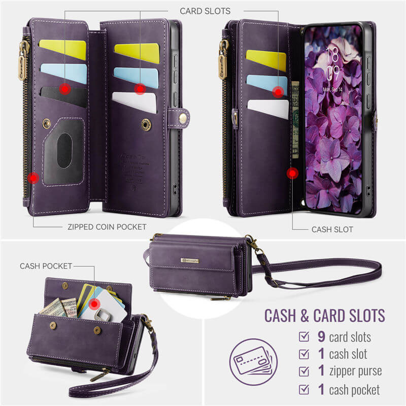 CaseMe Samsung Galaxy A57 Wallet Case with Crossbody Strap