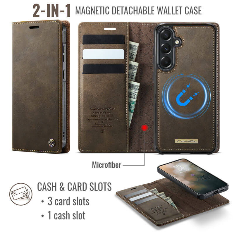 CaseMe Samsung Galaxy A57 2-in-1 Magnetic Wallet Case with RFID Blocking