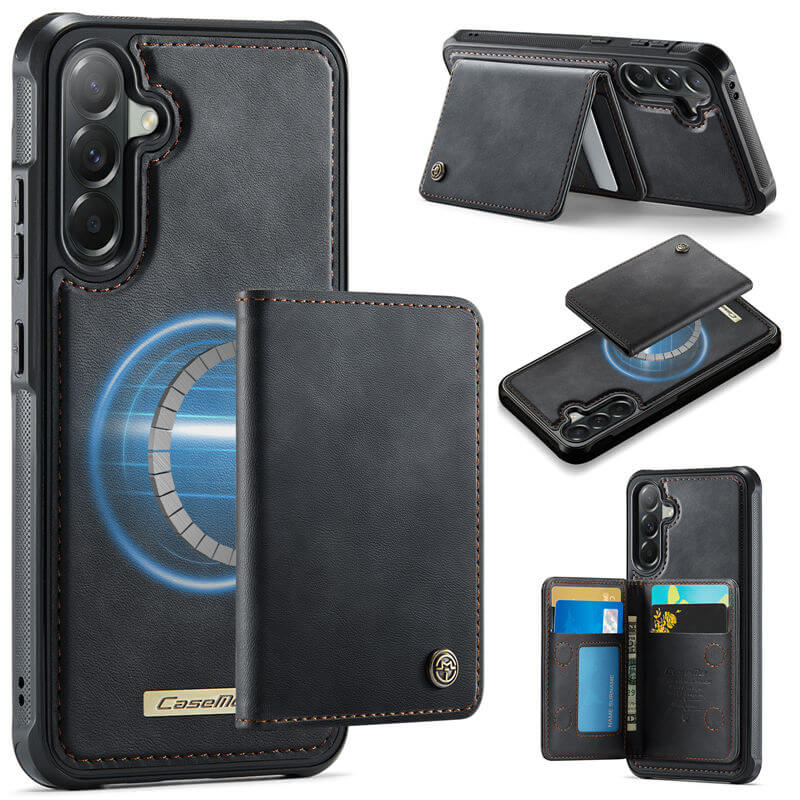 CaseMe Samsung Galaxy A57 Detachable Magnetic 2-in-1 Wallet Case with RFID Blocking - Black
