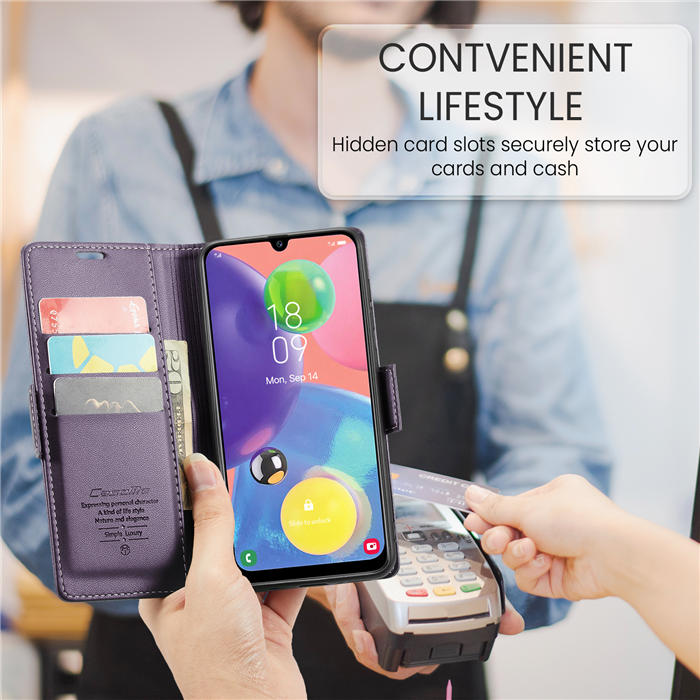 CaseMe Samsung Galaxy A70 Wallet RFID Blocking Magnetic Buckle Case