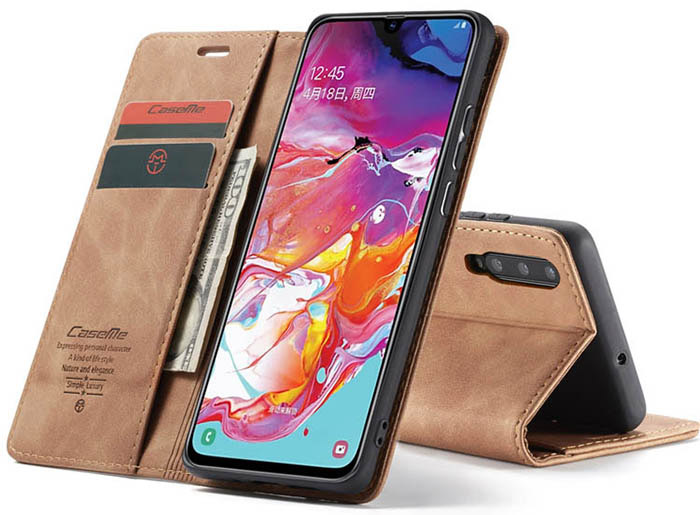 CaseMe Samsung Galaxy A70 Wallet Kickstand Magnetic Flip Leather Case