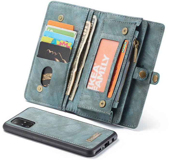 CaseMe Samsung Galaxy A71 Zipper Wallet Magnetic Detachable 2 in 1 Folio Case