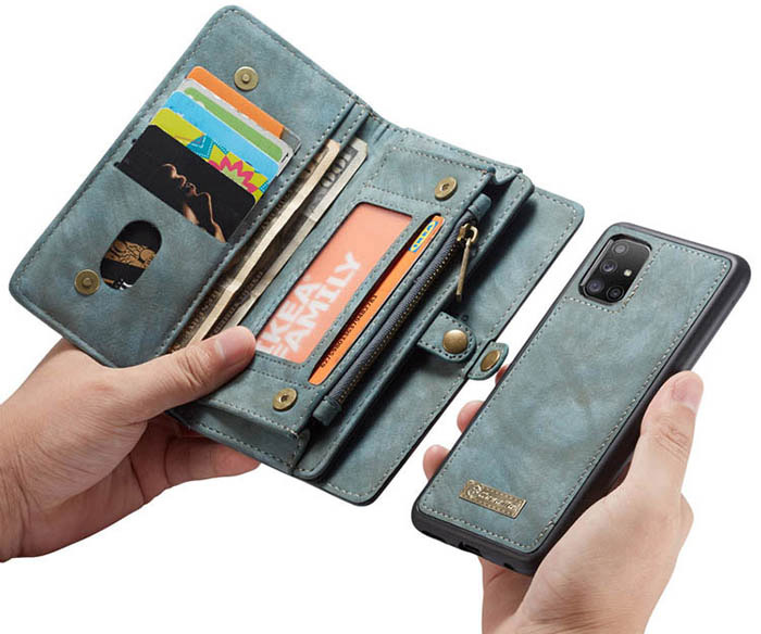 CaseMe Samsung Galaxy A71 Zipper Wallet Magnetic Detachable 2 in 1 Case