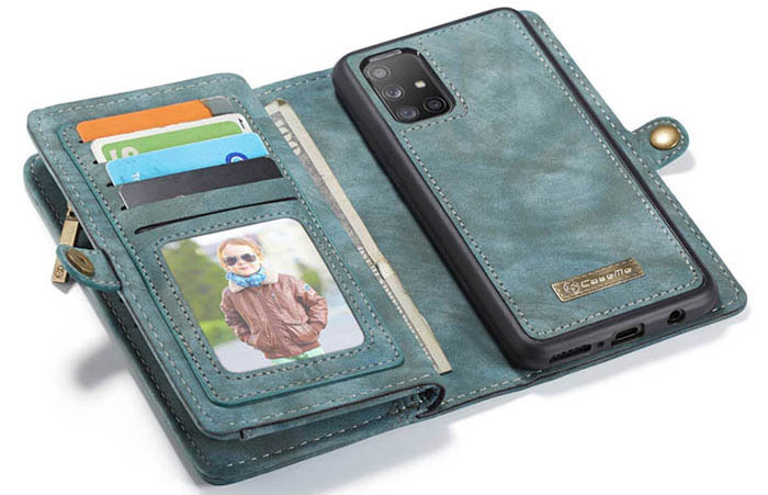 CaseMe Samsung Galaxy A71 Zipper Wallet Magnetic Detachable 2 in 1 Case